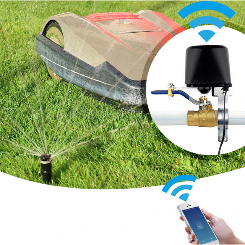 Умный беспроводной WiFi привод перекрытия воды / газа Terem Techno кран переключатель с Алисой от Яндекса Tuya / Smart Life / Digma водяной клапан с таймером с голосовым управлением