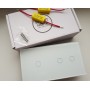 Два умных WiFi выключателя Tuya одиночный и двойной в одной рамке сенсорные белые для Алисы от Яндекса работает как с нулевым проводом так и без него