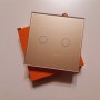 Повторитель переключатель беспроводной для умного WiFi выключателя с Алисой от Яндекс Tuya RF433 двойной стеклянный золотой