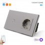 Розетка и умный выключатель Terem Techno одиночный с Алисой стеклянный серый с таймером с голосовым управлением Tuya / Smart Life / Digma умным домом