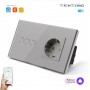 Розетка и умный WiFi выключатель Terem Techno тройной с Алисой стеклянный серый с таймером с голосовым управлением Tuya / Smart Life / Digma умным домом