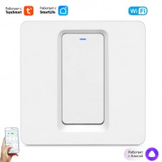 Умный одноклавишный выключатель WiFi+Bluetooth Tuya с Алисой УНИВЕРСАЛЬНЫЙ БЕЗ НУЛЯ И С НУЛЕМ  белый импульсный