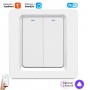 Умный двухклавишный выключатель WiFi+Bluetooth Tuya с Алисой УНИВЕРСАЛЬНЫЙ БЕЗ НУЛЯ И С НУЛЕМ  белый импульсный