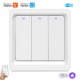 Умный трехклавишный выключатель WiFi+Bluetooth Tuya с Алисой УНИВЕРСАЛЬНЫЙ БЕЗ НУЛЯ И С НУЛЕМ  белый импульсный
