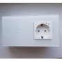 Умный выключатель одиночный и умная розетка WiFi Tuya для Алисы от Яндекса с таймером стеклянная белая с голосовым управлением умным домом