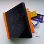 Умный выключатель с Алисой Яндекс Tuya WiFi RF433 4х клавишный сенсорный УНИВЕРСАЛЬНЫЙ БЕЗ НУЛЯ И С НУЛЕМ черный стеклянный