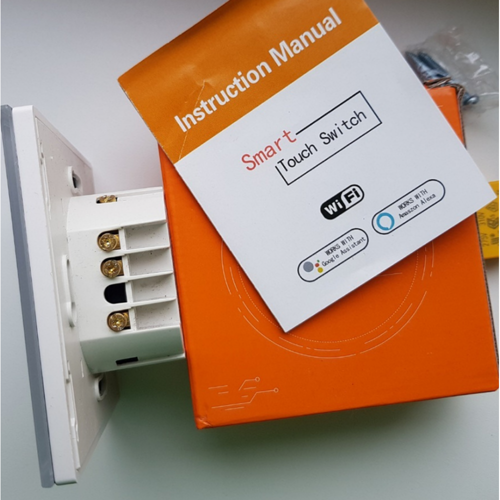 Умный выключатель с Алисой Яндекс Tuya WiFi RF433 на двойной сенсорный УНИВЕРСАЛЬНЫЙ БЕЗ НУЛЯ И С НУЛЕМ белый стеклянный