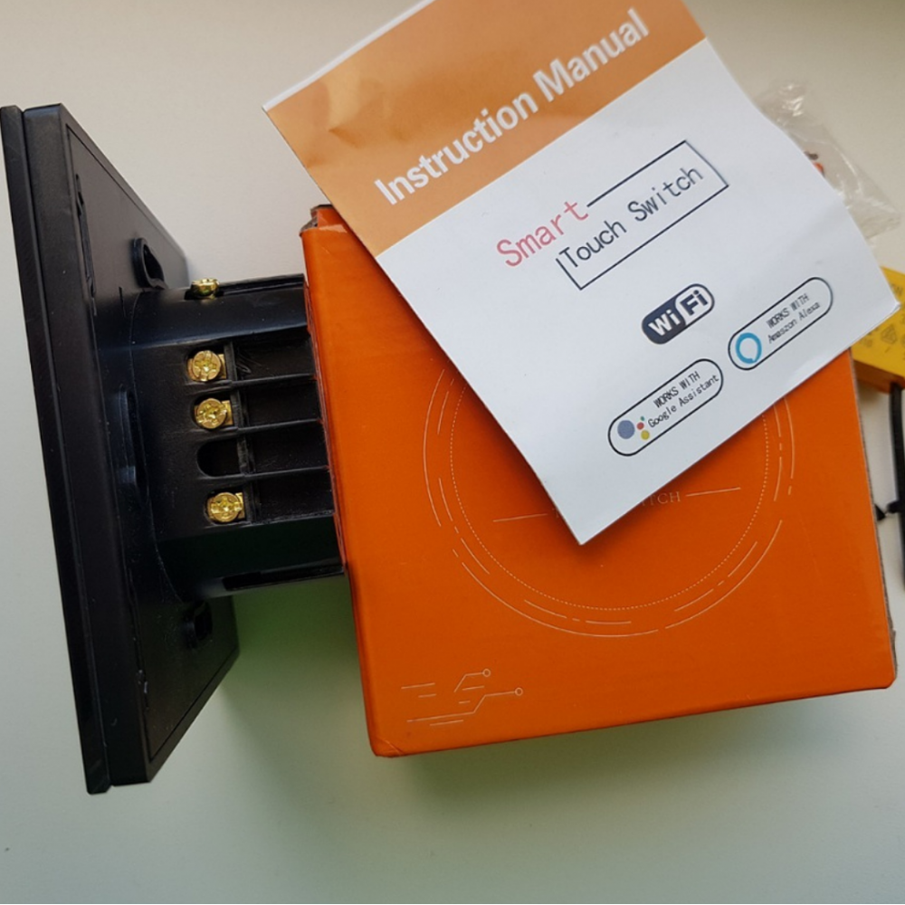 Умный выключатель с Алисой Яндекс Tuya WiFi RF433 двойной сенсорный УНИВЕРСАЛЬНЫЙ БЕЗ НУЛЯ И С НУЛЕМ черный стеклянный