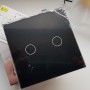Умный выключатель с Алисой Яндекс Tuya WiFi RF433 двойной сенсорный УНИВЕРСАЛЬНЫЙ БЕЗ НУЛЯ И С НУЛЕМ черный стеклянный