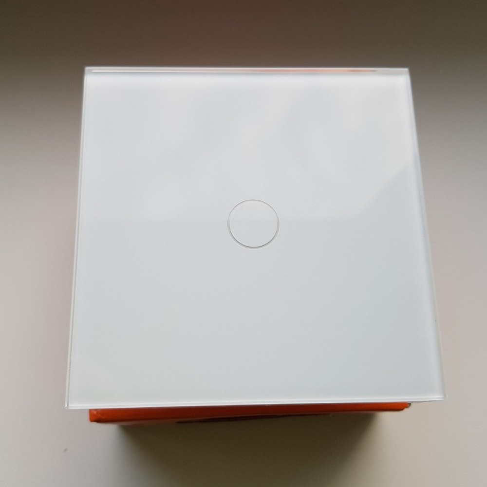 Умный выключатель с Алисой Яндекс Tuya WiFi RF433 одиночный сенсорный УНИВЕРСАЛЬНЫЙ БЕЗ НУЛЯ И С НУЛЕМ белый стеклянный
