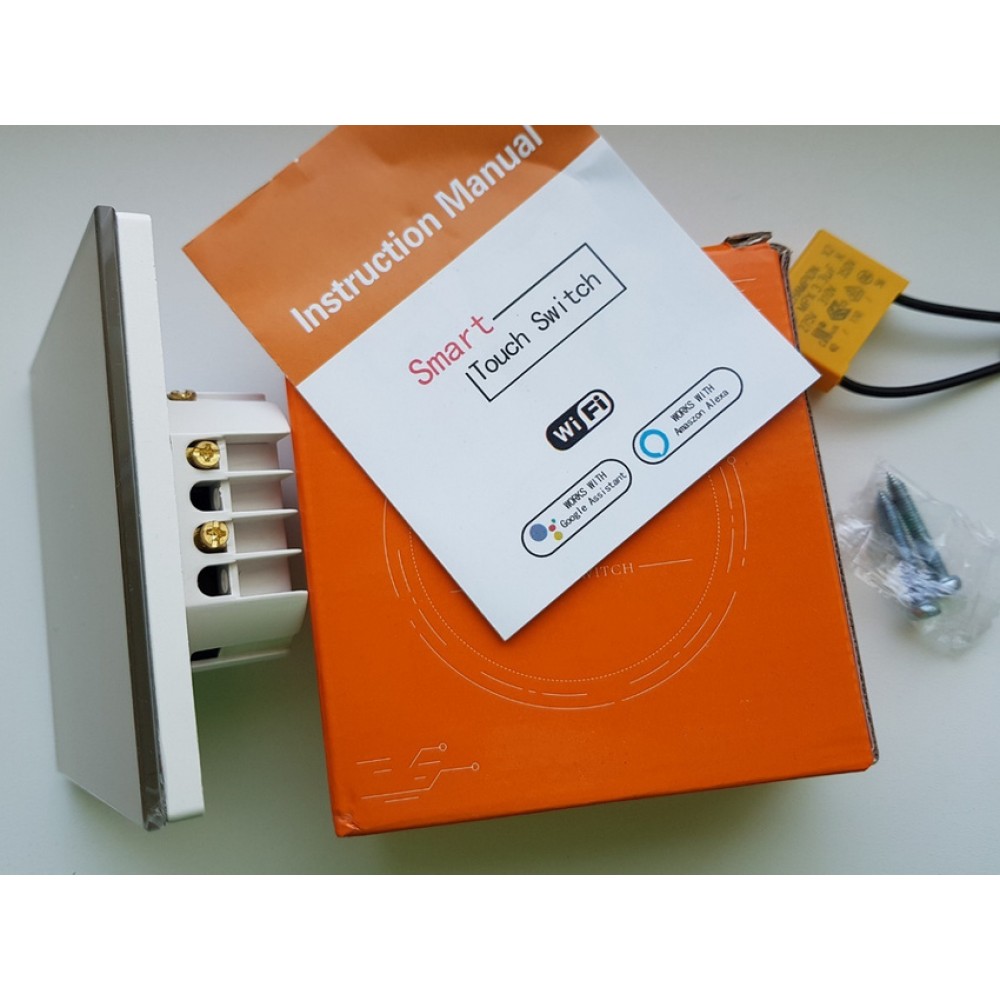 Умный выключатель с Алисой Яндекс Tuya WiFi RF433 одиночный сенсорный УНИВЕРСАЛЬНЫЙ БЕЗ НУЛЯ И С НУЛЕМ золотой стеклянный