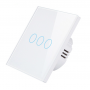 Умный выключатель с Алисой Яндекс Tuya WiFi RF433 тройной сенсорный УНИВЕРСАЛЬНЫЙ БЕЗ НУЛЯ И С НУЛЕМ белый стеклянный