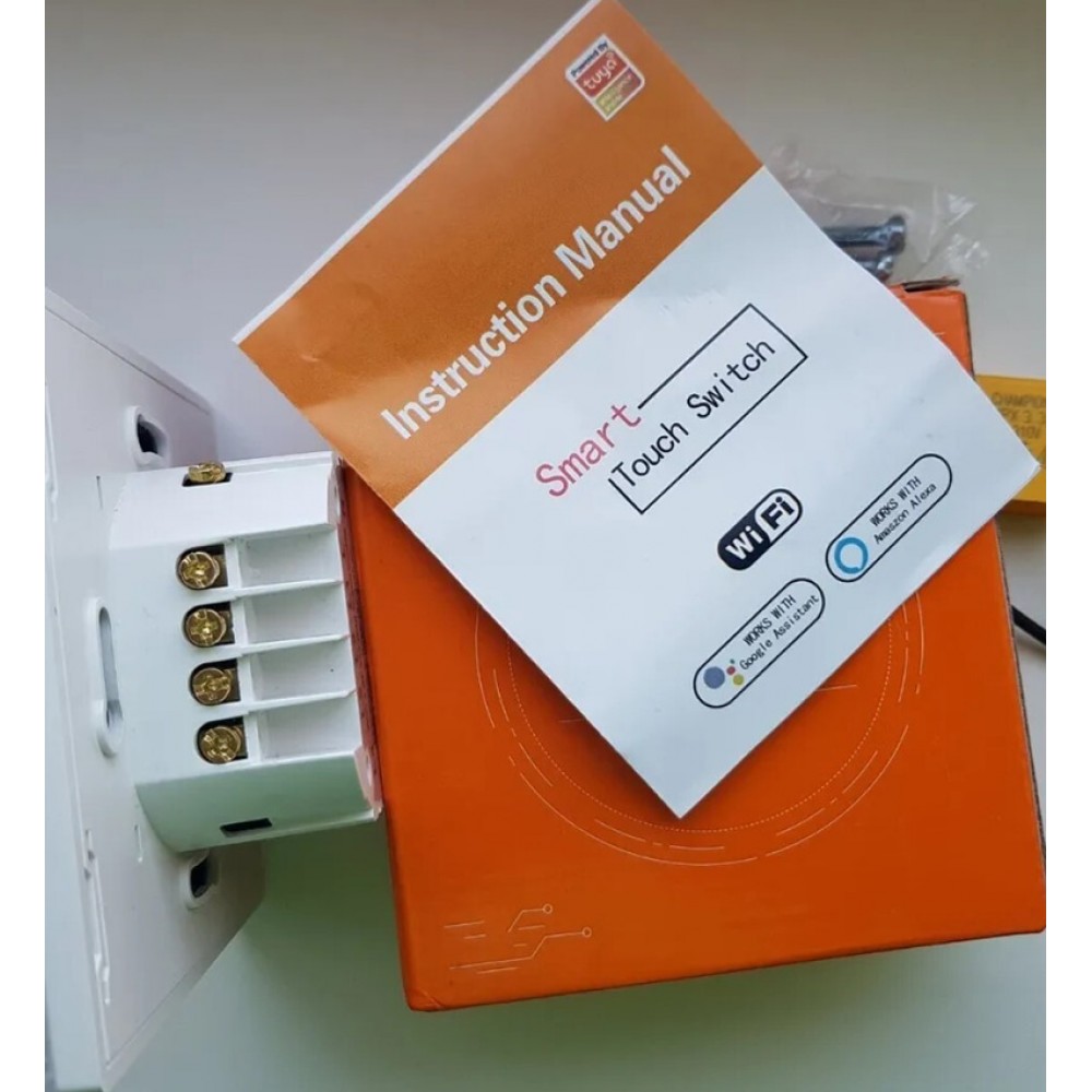 Умный выключатель с Алисой Яндекс Tuya WiFi RF433 тройной сенсорный УНИВЕРСАЛЬНЫЙ БЕЗ НУЛЯ И С НУЛЕМ золотой стеклянный