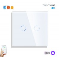 Умный WiFi выключатель Tuya для Алисы от Яндекса с НУЛЕМ и БЕЗ НУЛЯ двойной сенсорный с металлической рамкой белый стеклянный