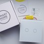 Умный WiFi выключатель Tuya для Алисы от Яндекса с НУЛЕМ и БЕЗ НУЛЯ двойной сенсорный с металлической рамкой белый стеклянный
