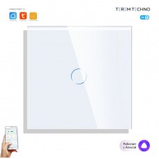 Умный WiFi выключатель Tuya для Алисы от Яндекса с НУЛЕМ и БЕЗ НУЛЯ одиночный сенсорный с металлической рамкой белый стеклянный