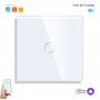 Умный WiFi выключатель Tuya для Алисы от Яндекса с НУЛЕМ и БЕЗ НУЛЯ одиночный сенсорный с металлической рамкой белый стеклянный