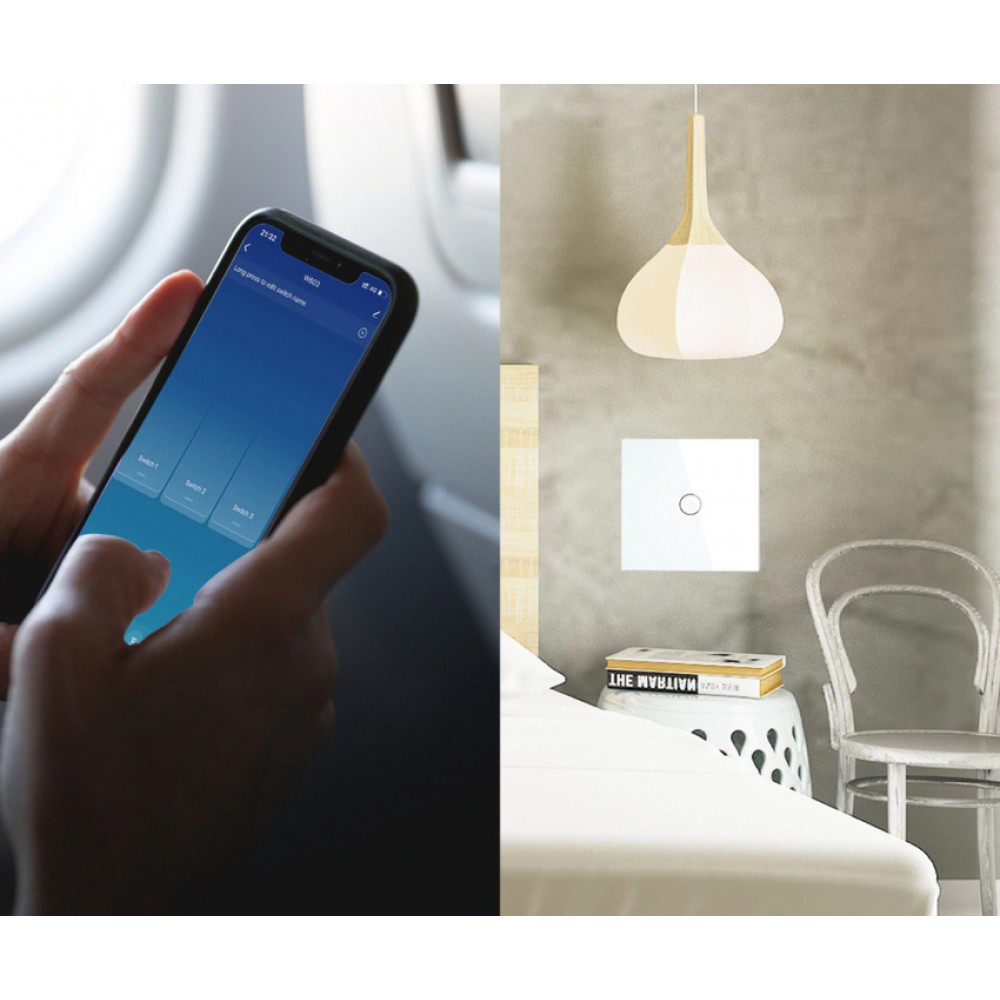 Умный WiFi выключатель Tuya для Алисы от Яндекса с НУЛЕМ и БЕЗ НУЛЯ одиночный сенсорный с металлической рамкой белый стеклянный