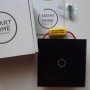 Умный WiFi выключатель Tuya для Алисы от Яндекса с НУЛЕМ и БЕЗ НУЛЯ одиночный сенсорный с металлической рамкой черный стеклянный