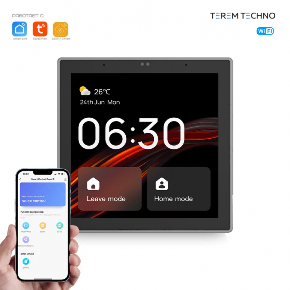Умная WIFI Zigbee сенсорная панель управления умным домом Terem Techno от Tuya / Smart Life / Digma