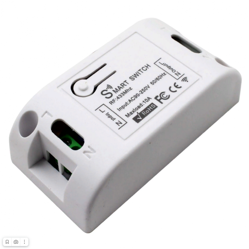Умное реле WiFi + RF433 беспроводной выключатель Tuya с Алисой от Яндекса дистанционное управление  для умного дома белый с голосовым управлением