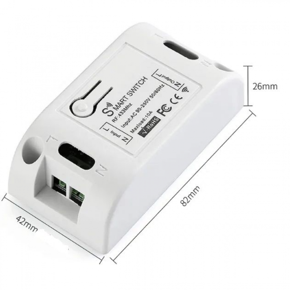 Умное реле WiFi + RF433 беспроводной выключатель Tuya с Алисой от Яндекса дистанционное управление  для умного дома белый с голосовым управлением