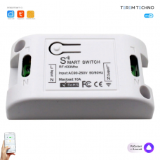 Умное реле WiFi + RF433 беспроводной выключатель Tuya с Алисой от Яндекса дистанционное управление  для умного дома белый с голосовым управлением