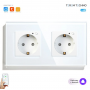 Умная двойная встроенная розетка Tuya для Алисы Яндекса WiFi 16А с таймером стеклянная белая с голосовым управлением умным домом