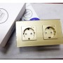 Умная двойная встроенная розетка Tuya для Алисы WiFi 16А с таймером стеклянная золотая с голосовым управлением умным домом