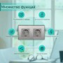 Умная двойная WiFi встроенная розетка с Яндекс Алисой 16А Tuya с таймером стеклянная серая с голосовым управлением умным домом