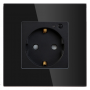 Умная встроенная розетка с Алисой от Яндекс Tuya WiFi 16А с таймером стеклянная черная с голосовым управлением умным домом с заземлением