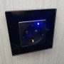 Умная встроенная розетка с Алисой от Яндекс Tuya WiFi 16А с таймером стеклянная черная с голосовым управлением умным домом с заземлением