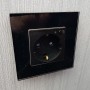 Умная встроенная розетка с Алисой от Яндекс Tuya WiFi 16А с таймером стеклянная черная с голосовым управлением умным домом с заземлением
