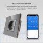 Умная WiFi встроенная розетка Tuya с Яндекс Алисой  WiFi 16А с таймером стеклянная серая с голосовым управлением умным домом с заземлением