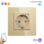 Умная встроенная розетка с Алисой от Яндекс Tuya WiFi 16А с таймером стеклянная золотая с голосовым управлением умным домом