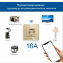 Умная встроенная розетка с Алисой от Яндекс Tuya WiFi 16А с таймером стеклянная золотая с голосовым управлением умным домом