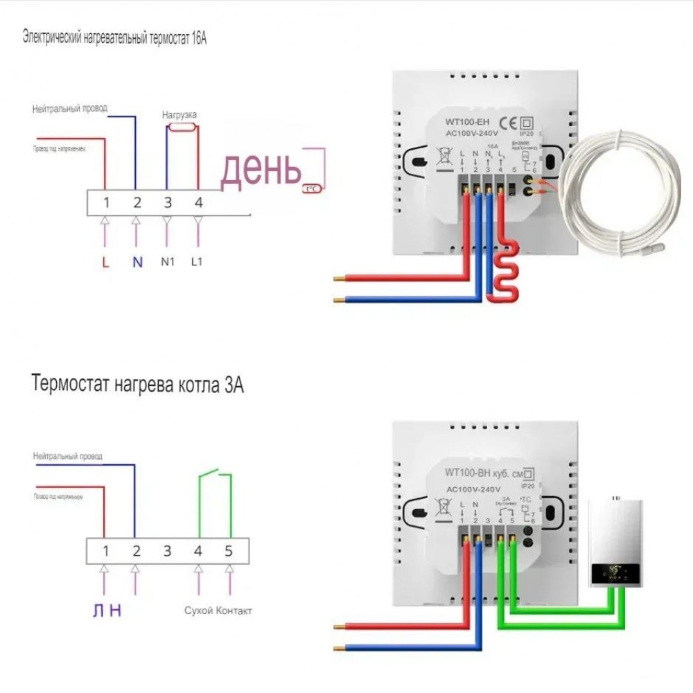 Сенсорный терморегулятор термостат Terem Techno  для теплого пола черный-белый