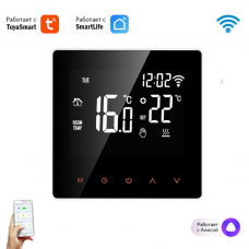 Умный wifi терморегулятор термостат для теплого пола Tuya с Алисой Яндекс голосовое управление для умного дома черный с белыми рамками