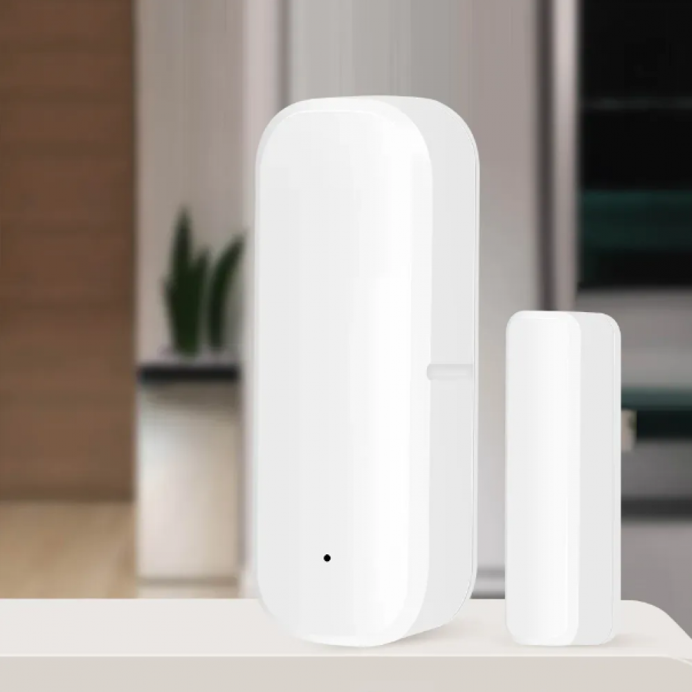 Беспроводной датчик на открывание двери / окна WiFi Tuya для умного дома округлый  с дистанционным управлением белый
