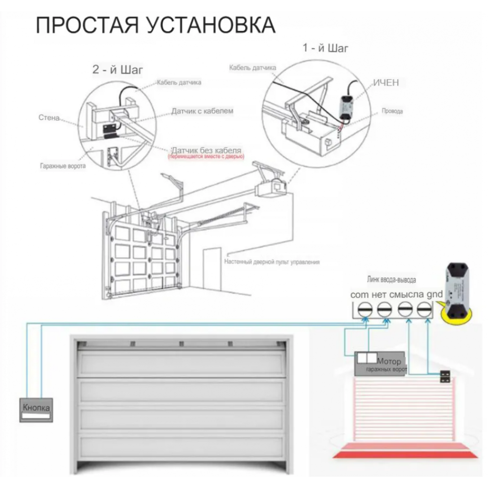Умный WIFI контроллер Tuya с Алисой от Яндекса для открывания гаражных ворот c голосовым управлением