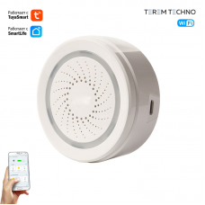 Умная беспроводная WiFi сирена тревоги Terem Тechno дистанционное управление от Tuya / Smart Life / Digma для умного дома белая