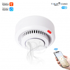 Умный беспроводной  WiFi датчик дыма Tuya дистанционное управление для умного дома белый со встроенной сиреной