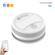 Умный беспроводной  WiFi датчик дыма Tuya дистанционное управление для умного дома белый с сиреной