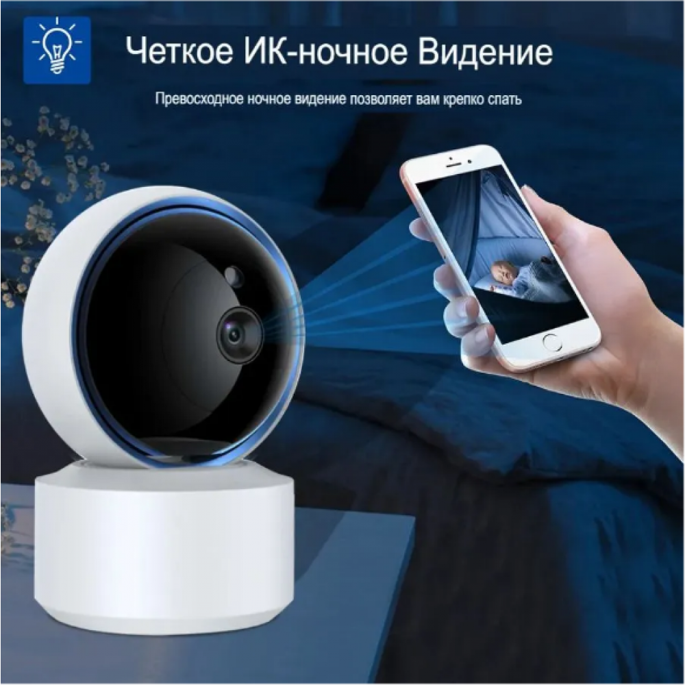 Умная беспроводная IP видеокамера Tuya Smart WiFi для видеонаблюдения поворотная на 360гр карта до 128гбс датчиком движения ночной режим
