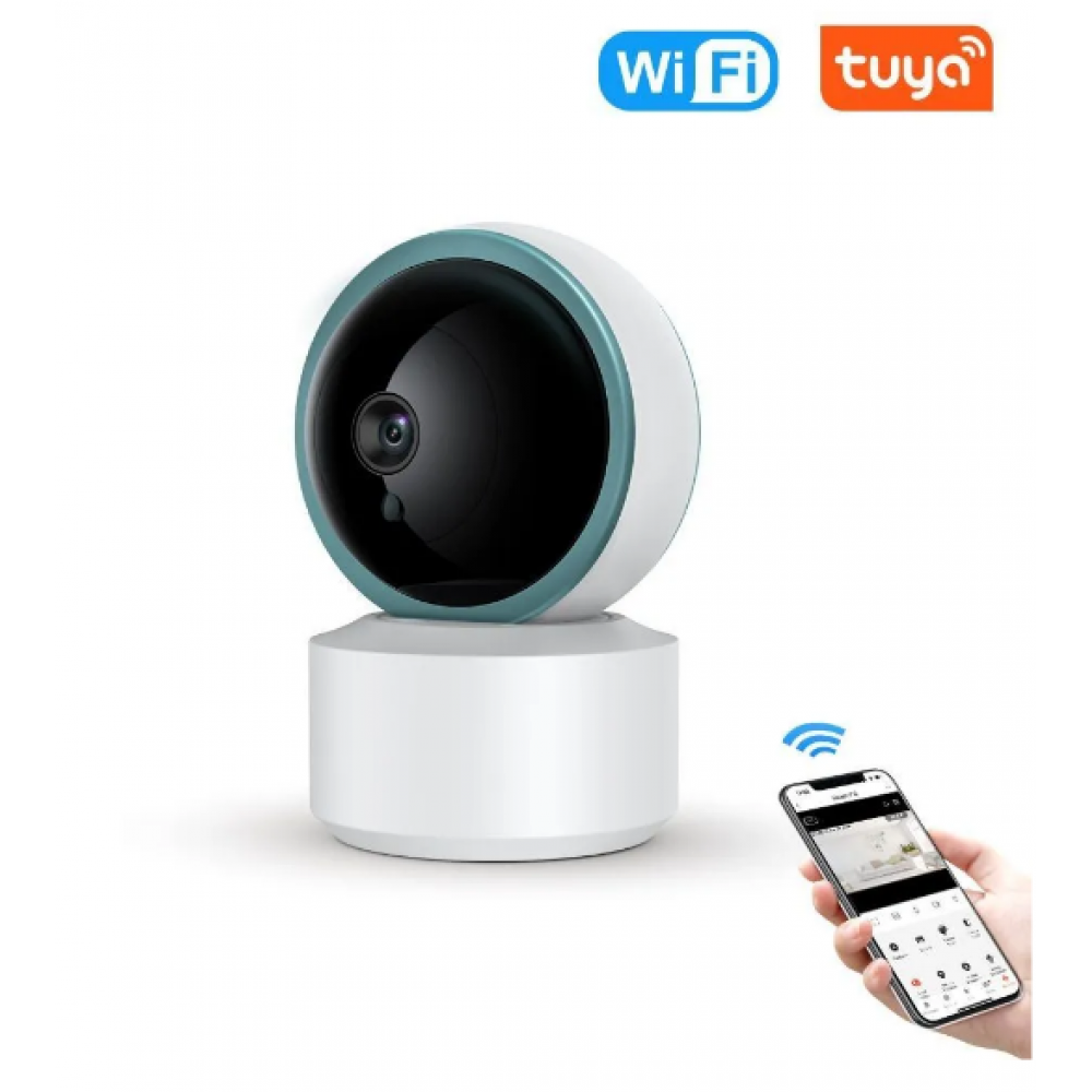 Умная беспроводная IP видеокамера Tuya Smart WiFi для видеонаблюдения поворотная на 360гр карта до 128гбс датчиком движения ночной режим