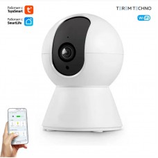 Умная беспроводная IP видеокамера Tuya WiFi для видеонаблюдения поворотная на 355 гр карта до 128 гб с датчиком движения ночной режим